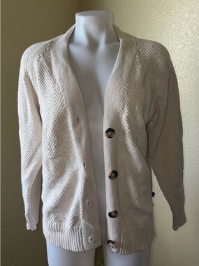 GAP Cream Button-Up Knit Cardigan